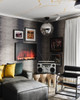 Danza Raffia wallcovering with gradient stripe in Jeff Schlarb’s modern-retro interior
